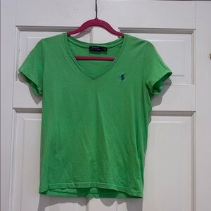 Polo by Ralph Lauren Green V-Neck Women's Top